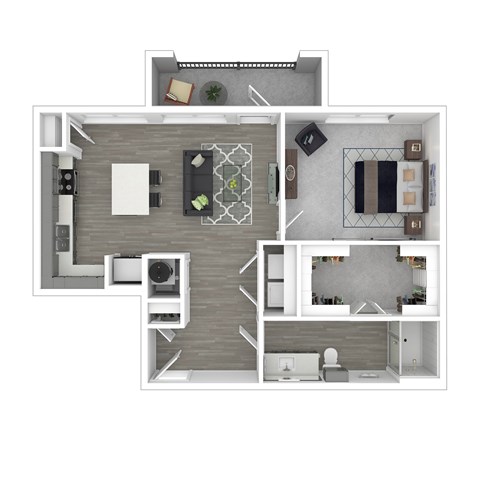 A floor plan of a house with a kitchen, living room, dining room, and bedrooms.